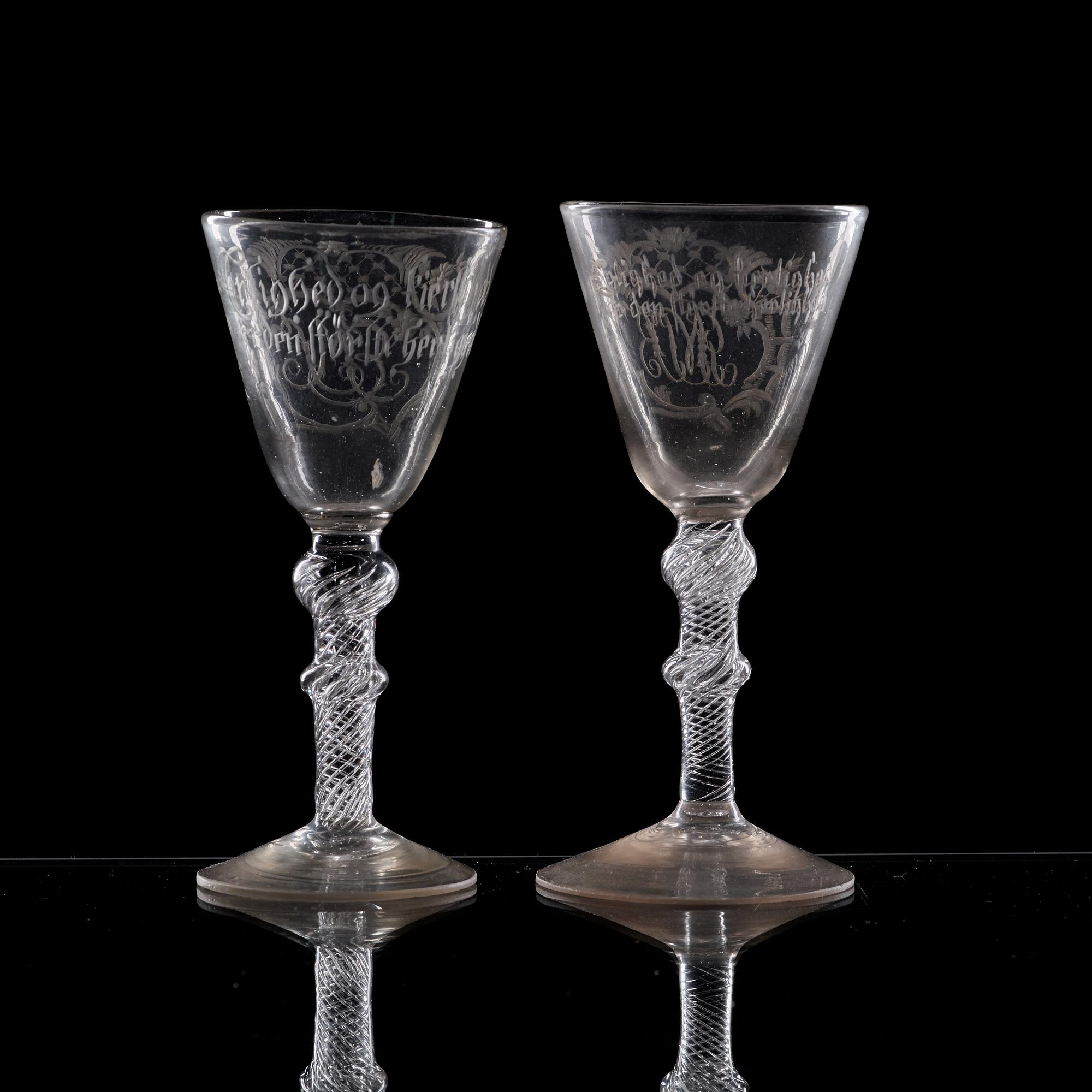 Two Norwegian wine goblets, Nöstetangen, 18th Century.