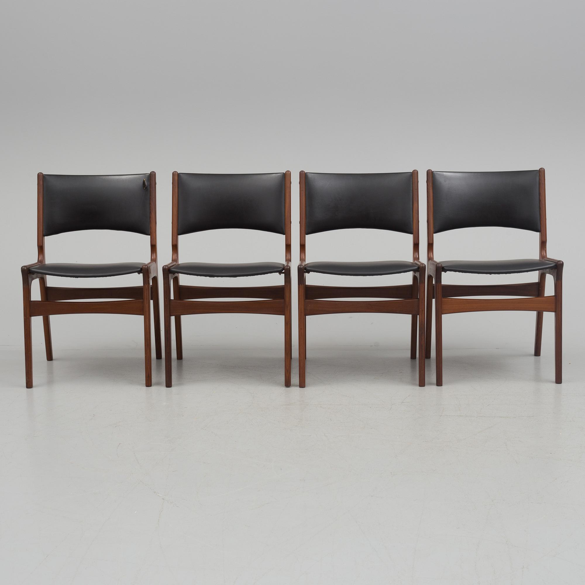 Four 60s "Nova" dining chairs from Denmark.