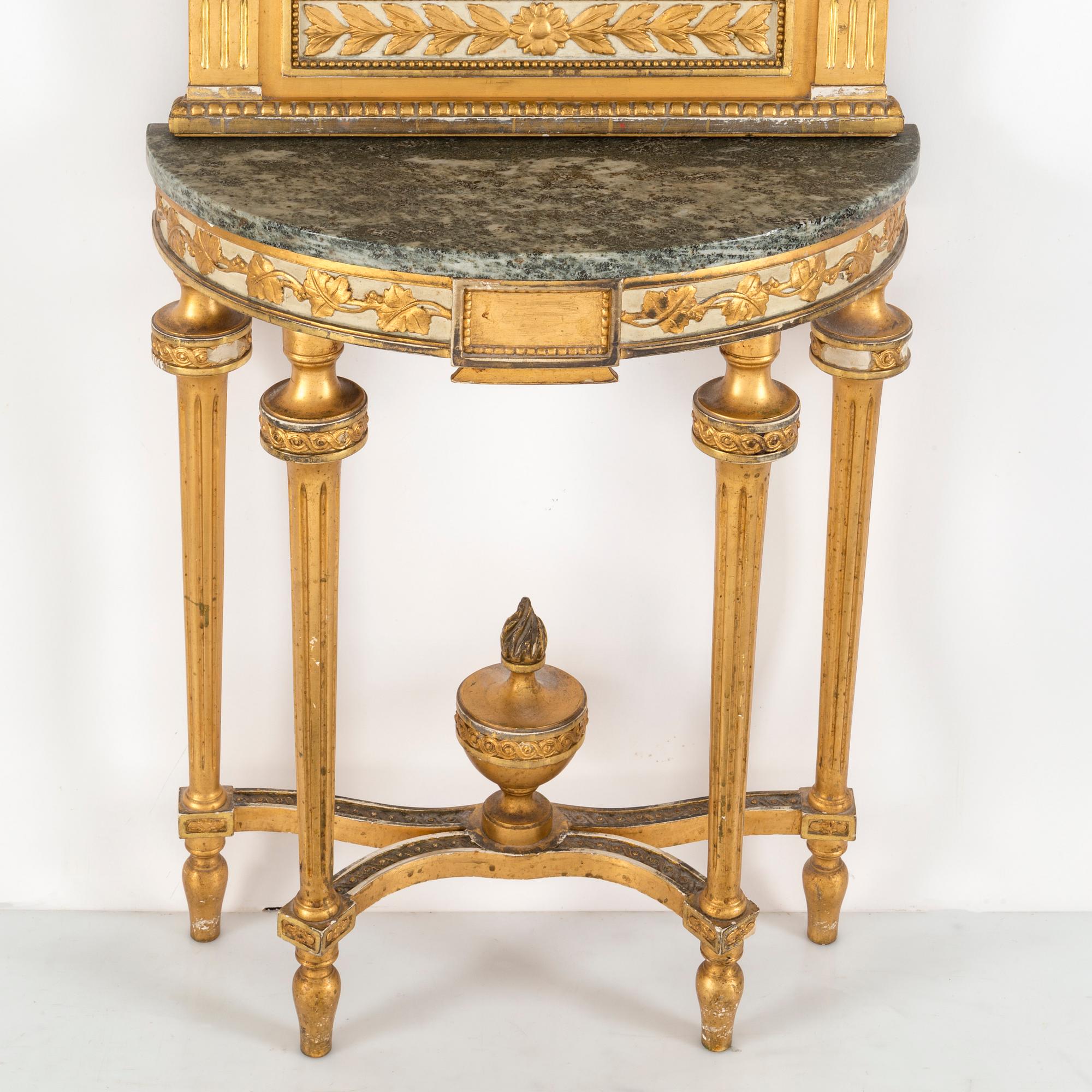 A MIRROR AND CONSOLE TABLE, gustavian style, mid 1900s.