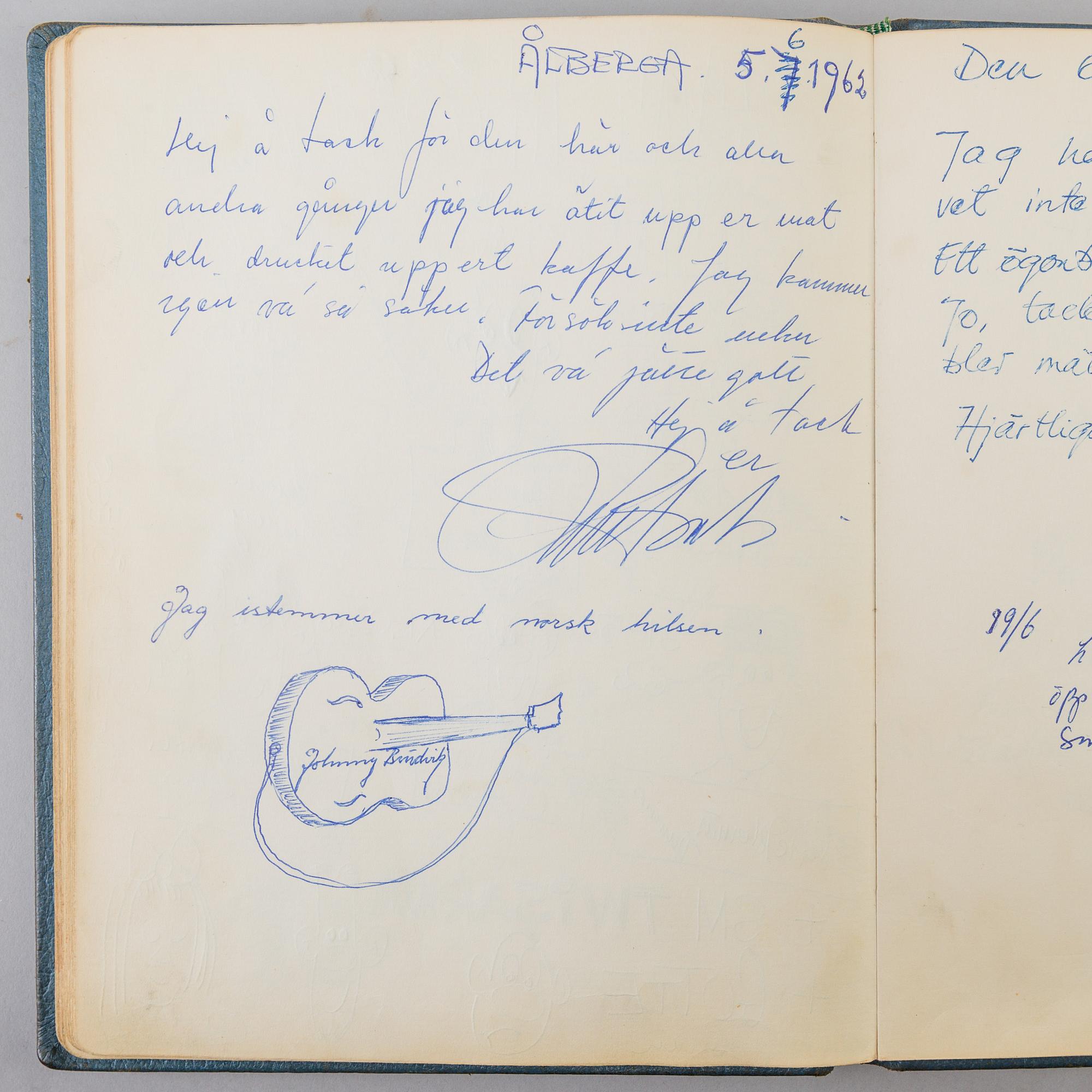 Four guest books with autographs, Ålberga motell 1957-1967.