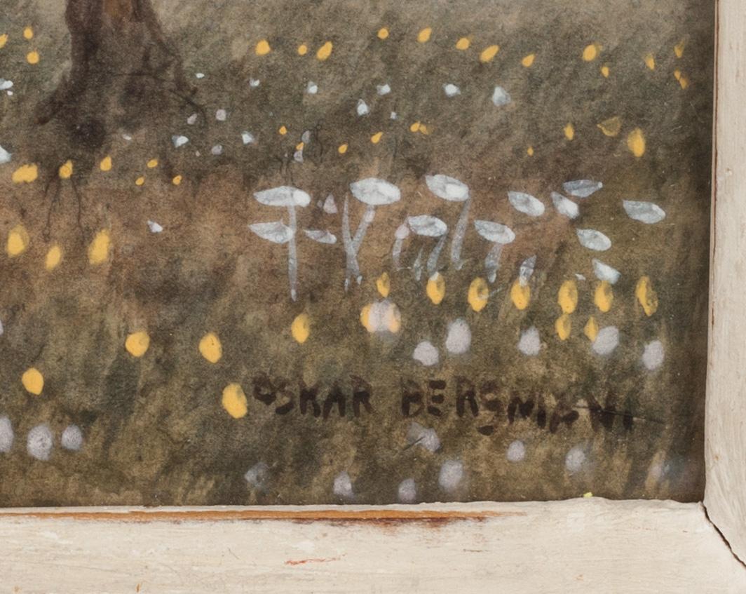 OSKAR BERGMAN, akvarell. Signerad.