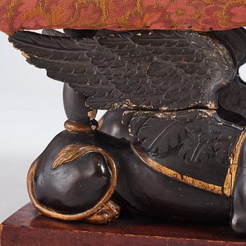 A late Gustavian style stool, 19th century.