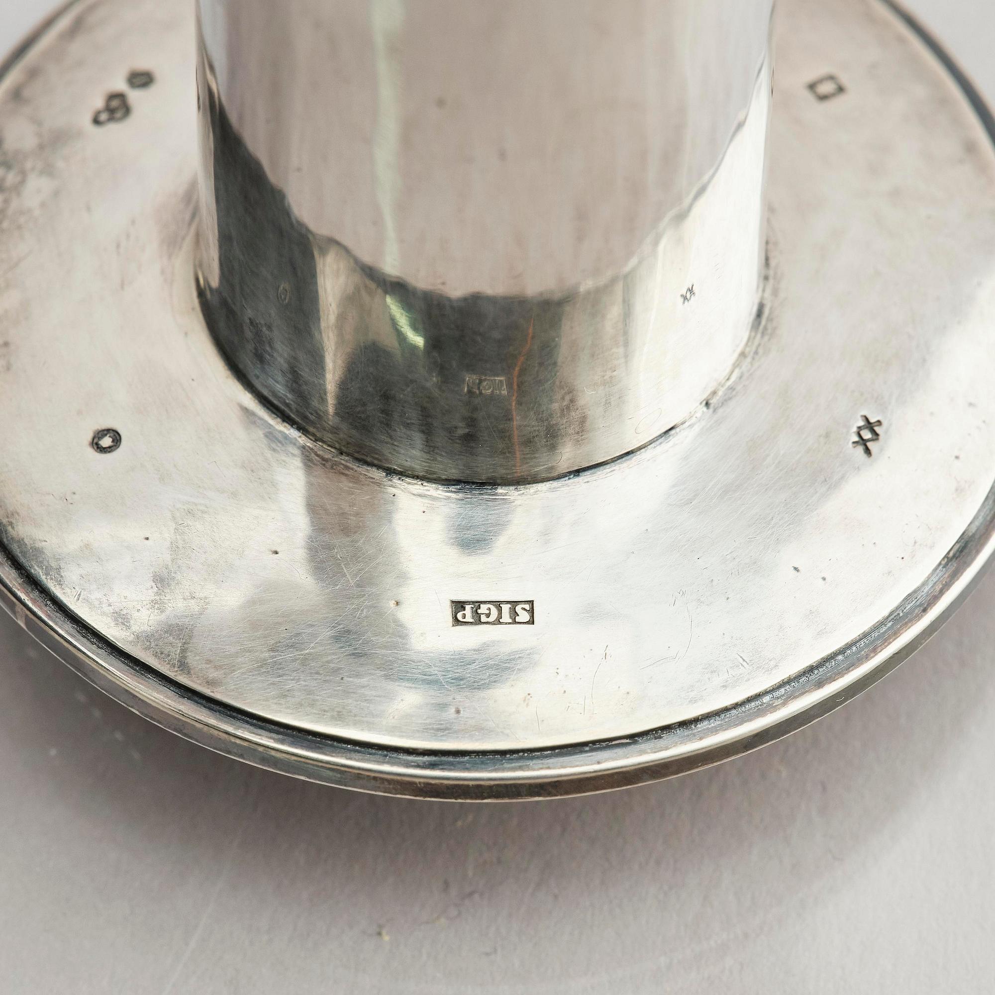 A pair of Swedish sterling silver candlesticks, marks of Sigurd Persson, Stockholm 1959.