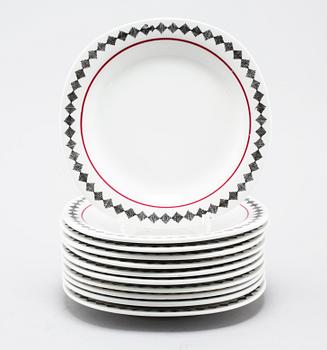 SERVIS, 60 delar, flintgods, "Red Top", Marianne Westmann, Rörstrand, 1900-talets andra hälft.