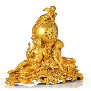 A Napoleon III ormolu mantel clock.