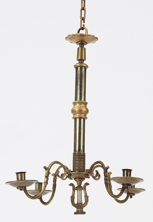 LJUSKRONA, mässing, 1700/1900-tal. Höjd. 54 cm.