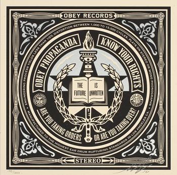 SHEPARD "OBEY" FAIREY, färgserigrafier, 4 st, signerade daterade (20)14 och numrerade 199/250.