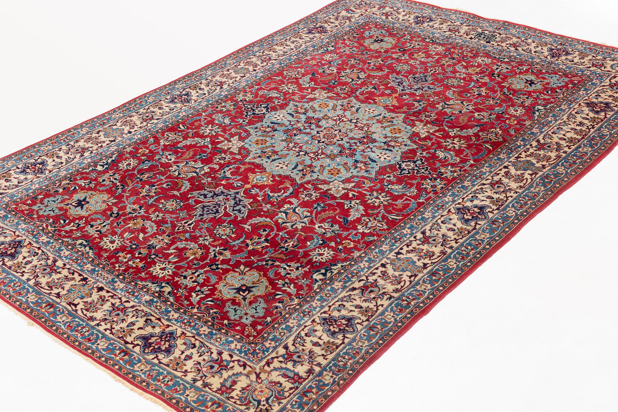 A rug, semi-antique, Nain Tuteshk, signed Sadegh Naini, ca 214 x 148 cm.