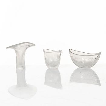 Tapio Wirkkala, "Chanterelle", vase and bowls, 3 pcs, Iittala.