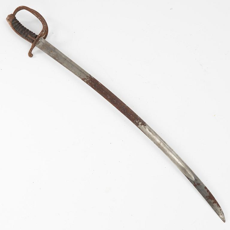 A Swedish cavalry sabre, 1825 pattern, with scabbard.