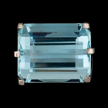 4. A step cut aquamarine ring by Torndahl, Stockholm 1961.