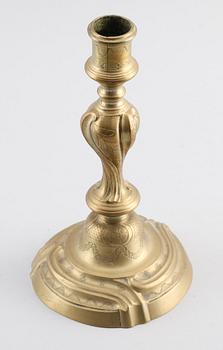 LJUSSTAKE, mässing, rokoko, 1700-tal.