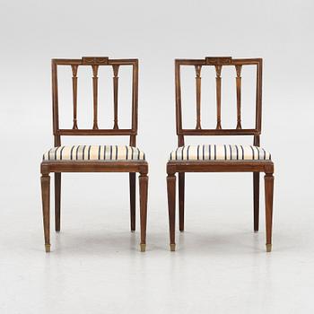 Chairs, 6 pieces in Gustavian style, first half of the 20th century.