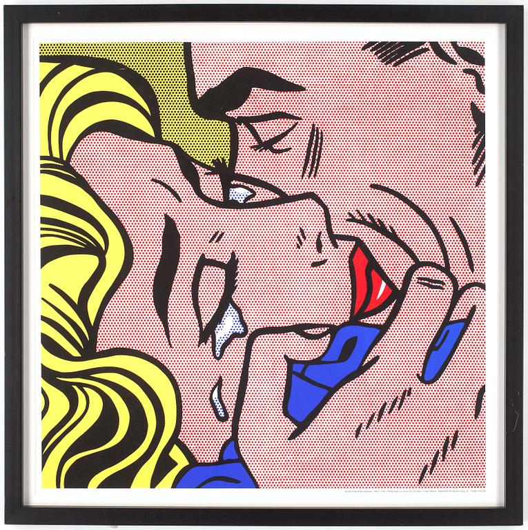 ROY LICHTENSTEIN, efter serigrafi, "The Kissy V", (1964), published by the Mc Gaw Group 2003. Estate of Roy Lichtenstein.