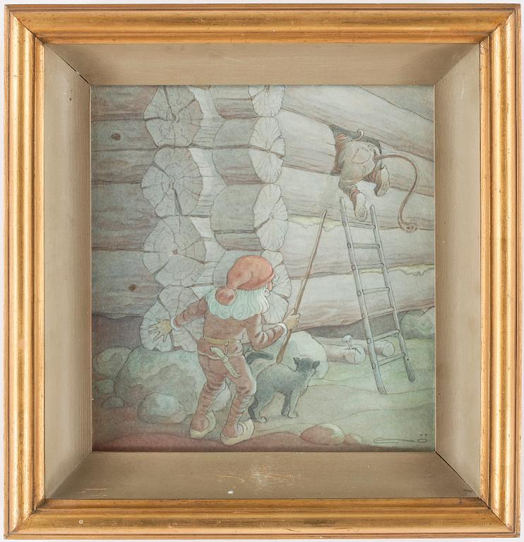 OKÄND KONSTNÄR, akvarell, monogramsignerad.