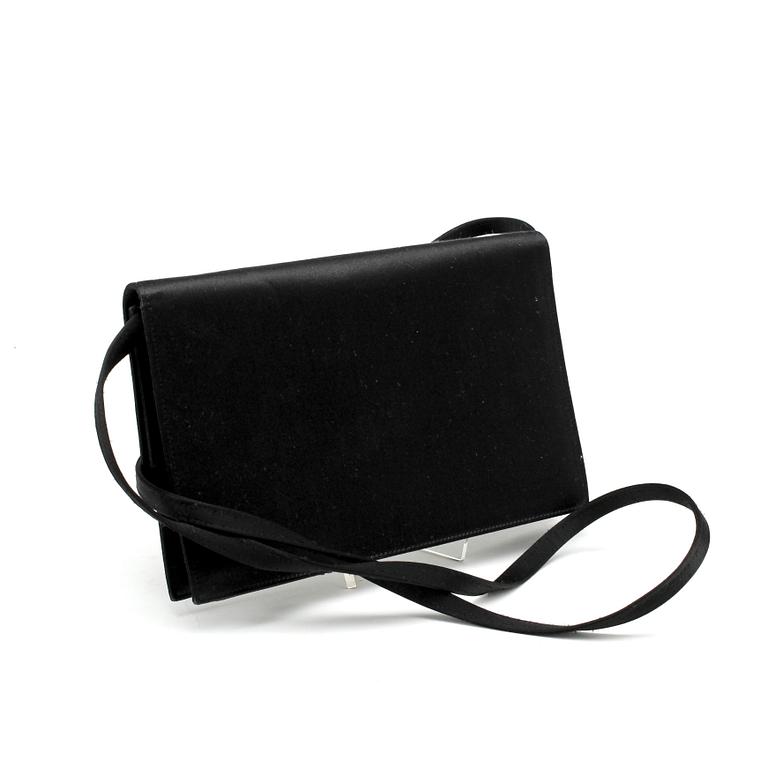 CÉLINE, a black satin eveningbag / clutch.
