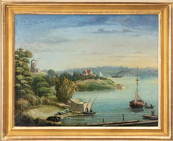 Okänd konstnär, 1800-tal. Utsikt mot Waldermasudde.