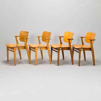 Ilmari Tapiovaara, four late 1940's 'Domus' chairs for Keravan Puutoellisuus, Finland.