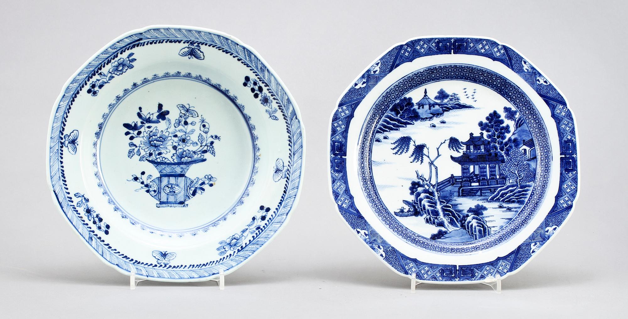 TALLRIKAR, 9 st, porslin, Kina, 1700/1800-tal.