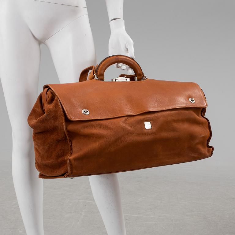 Brown leather and suede weekendbag by Björn Borg Designgroup, 1980's.