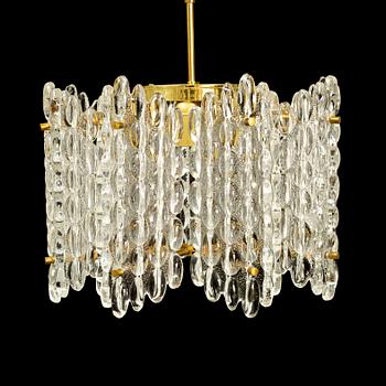 CARL FAGERLUND, a brass and glass ceiling lamp, from Orrefors.