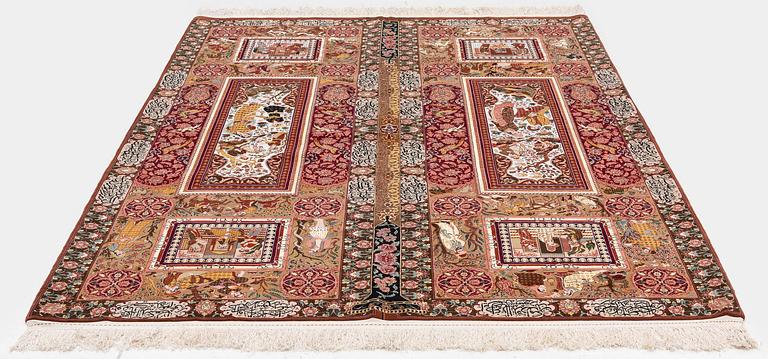 Matta, Isfahan, centrala Persien, part silk, signerad, ca 270 x 185 cm.
