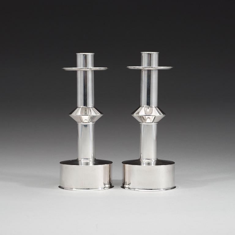 A pair of Swedish 20th century silver candlesticks, marks of Sigurd Persson, Stockholm 1969.