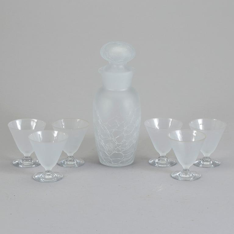SHAKER OCH COCKTAILGLAS, 7 delar, glas, Reijmyre, 1900-talets andra hälft.