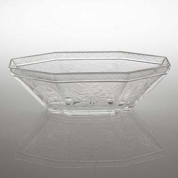 SIMON GATE, bowl, "Paradis", glass, Orrefors, 1929.