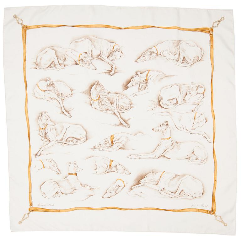 HERMÈS, as silk scarf, "Chien de Meute".