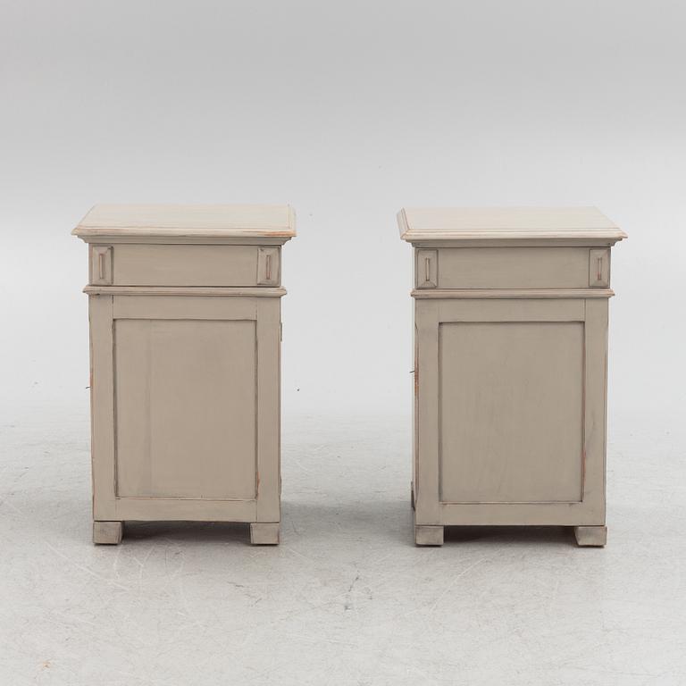 A painted pair of bedside cabinets. Late 19th Century.