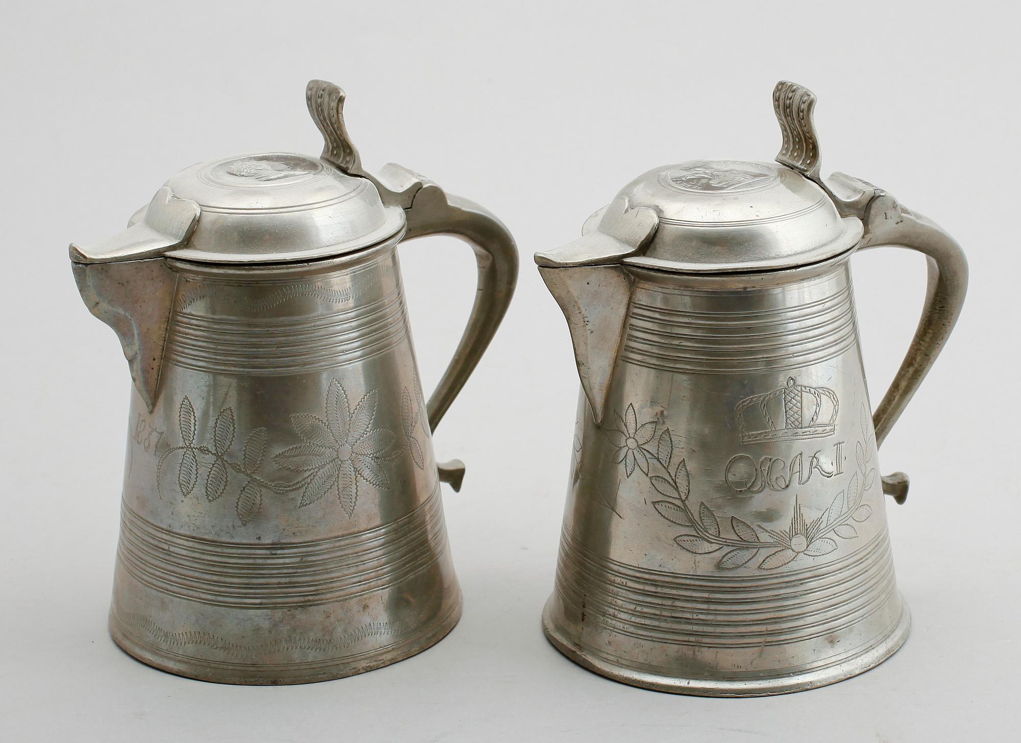 KANNOR, 2 st, tenn, 1800-tal.