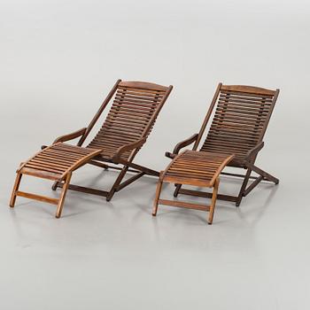 TWO HARDWOOD DECKCHAIRS JUTLANDIA.