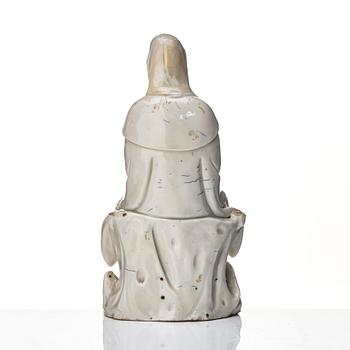 A Chinese blanc de chine figure of Guanyin, Qing dynasty, 18th Century.