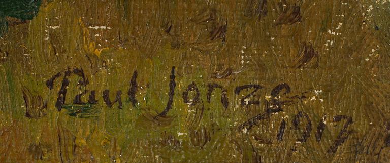 PAUL JONZE, olja på pannå, signerad och daterad 17.