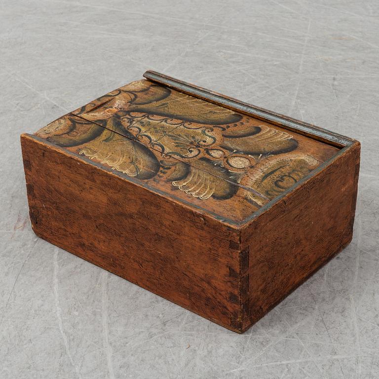 A 19th century painted box and casket.