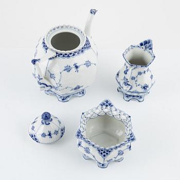 A group of five 'Musselmalet' porcelain tea service parts, Royal Copenhagen, Denmark.