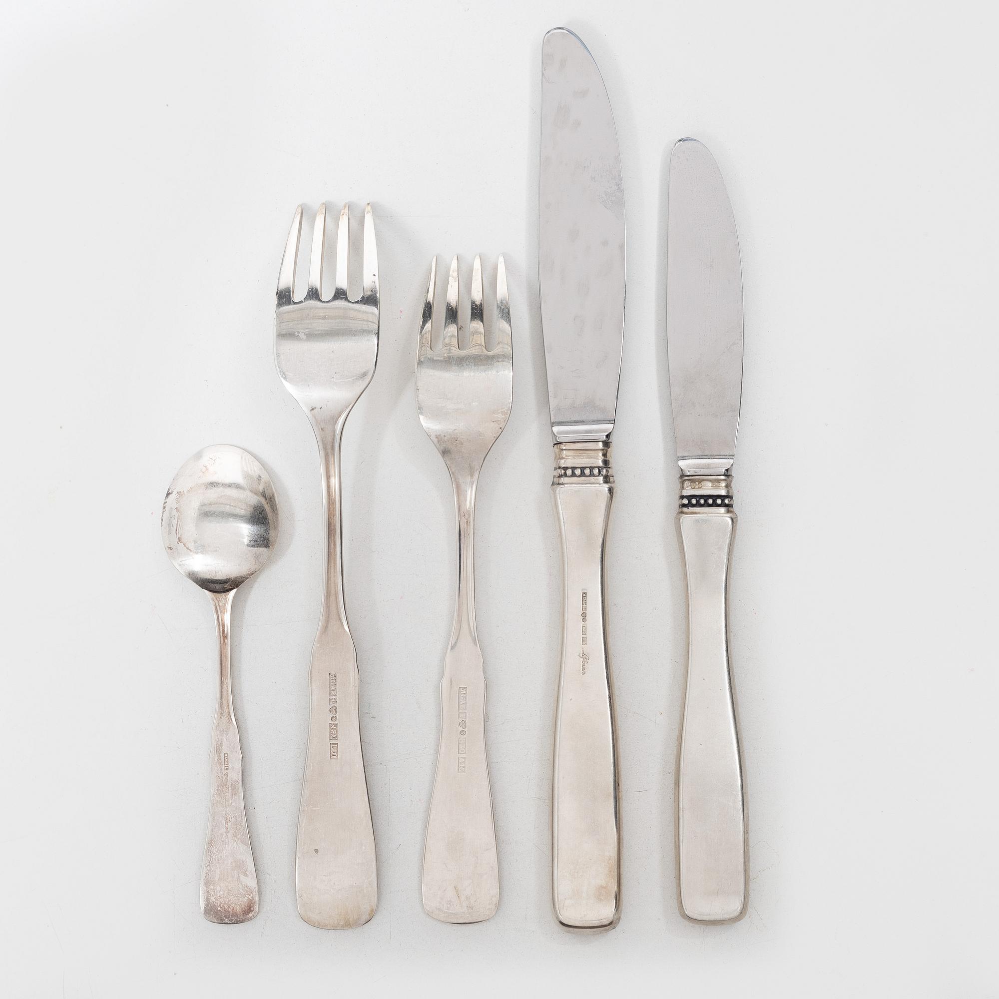 Eric Löfman, A Swedish silver cutlery set, "Uppsala", MEMA, Lidköping 1975-1994 (15 pieces).