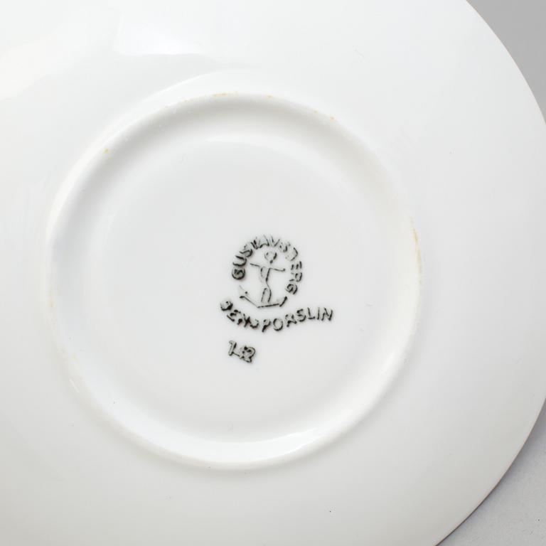 MAT- OCH KAFFESERVIS, 54 delar, benporslin, "Blå Blom", Old Gustavsberg, 1970/80-tal.