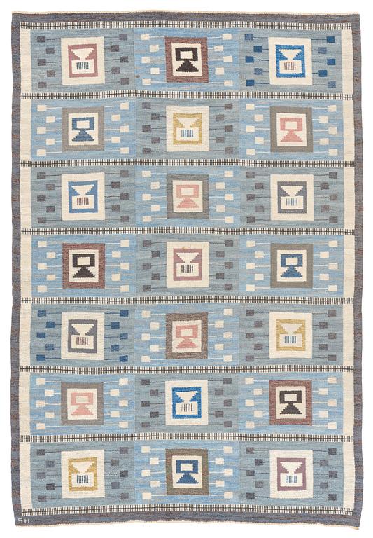 Edna Martin, matta, "Flickorna i fönstret", rölakan, ca 295 x 202 cm, signerad SH.