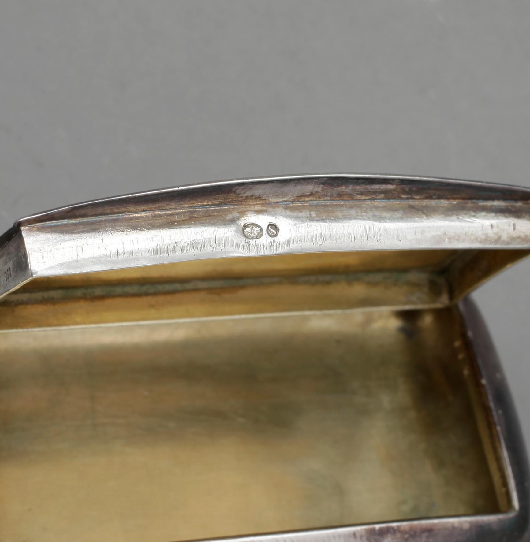SNUSDOSOR, 2st, silver, bland annat Frans Holm & Co, Göteborg, 1878. Vikt ca 183g.