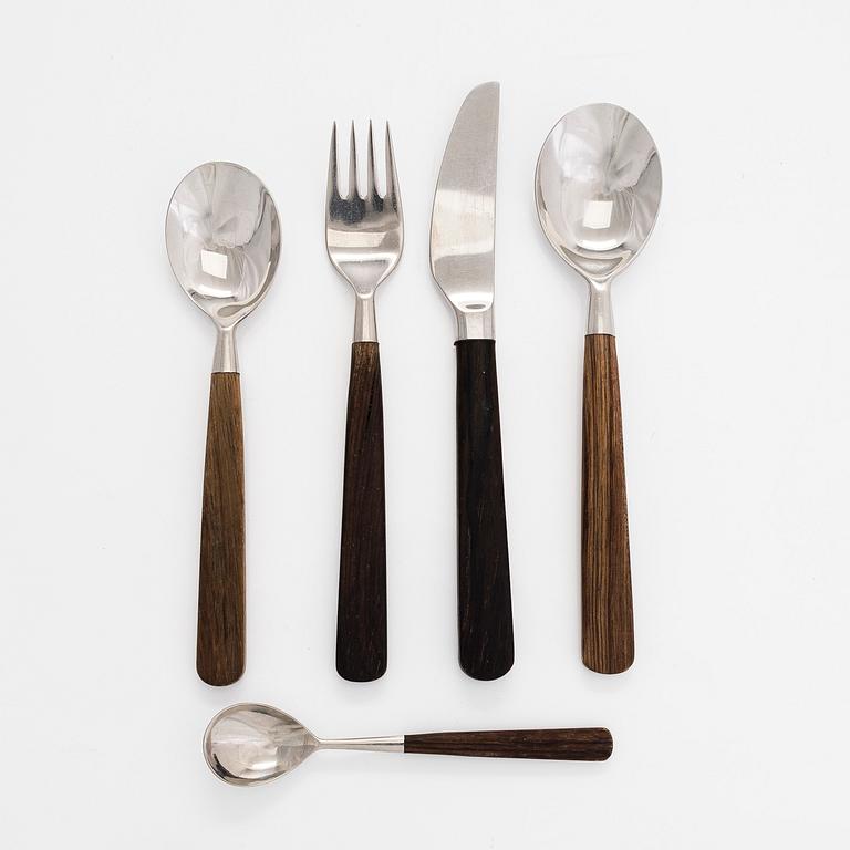 Bertel Gardberg, a 56-piece 'Lion de Luxe' cutlery set of rosewood and steel, Hackman, Finland 1960s.