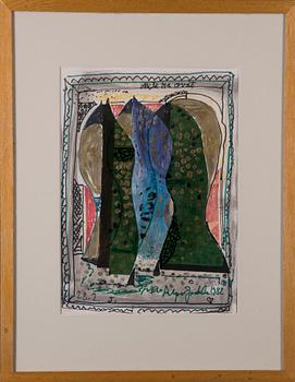 ALPO JAAKOLA, blandteknik på papper, signerad och daterad 28.2.1982.