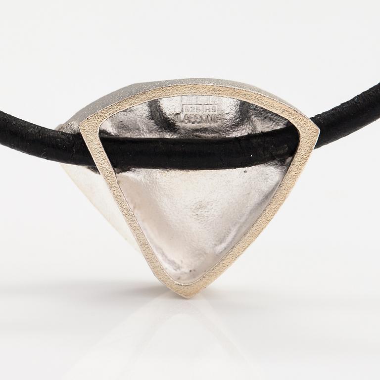 BJÖRN WECKSTRÖM, A stelring silver and leather necklace "Trix". Lapponia 2009.