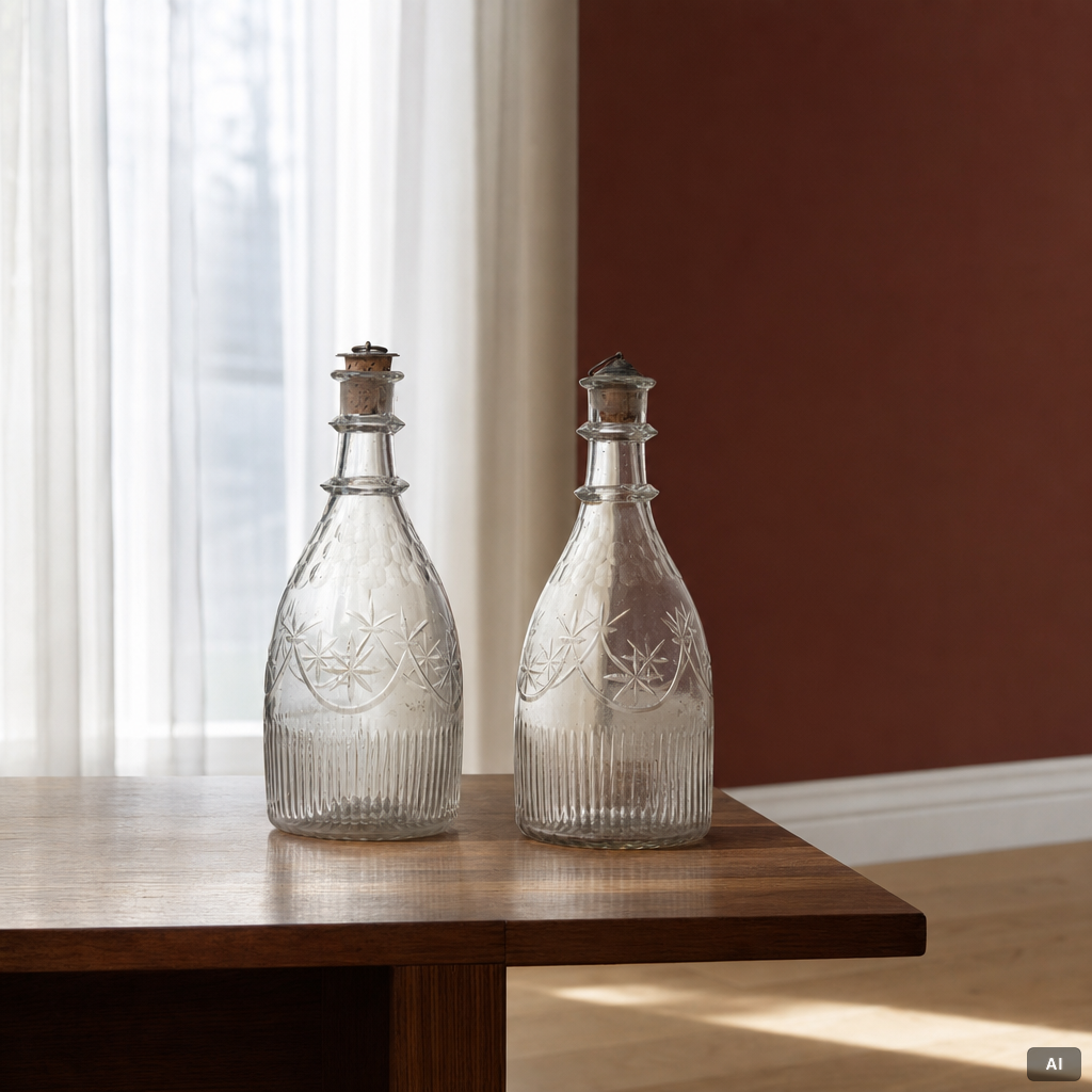 Flaskor, två stycken, glas, 1800-tal.