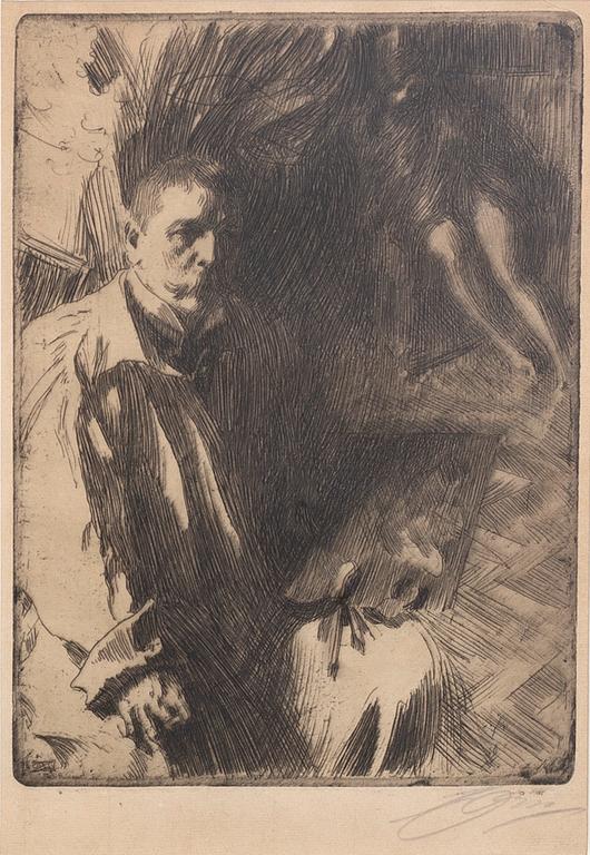 Anders Zorn, etsning 1899, signerad.