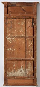 A late Gustavian giltwood and gouache-inset mirror, Stockholm, late 18th century.
