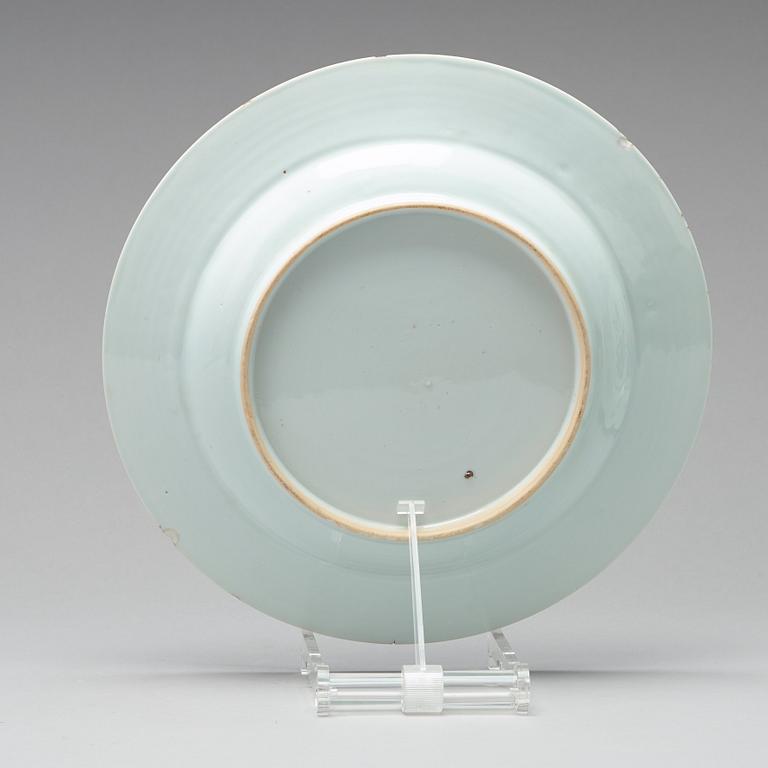 A pair of famille rose 'double peacock' dishes, Qing dynasty, Qianlong (1736-95).