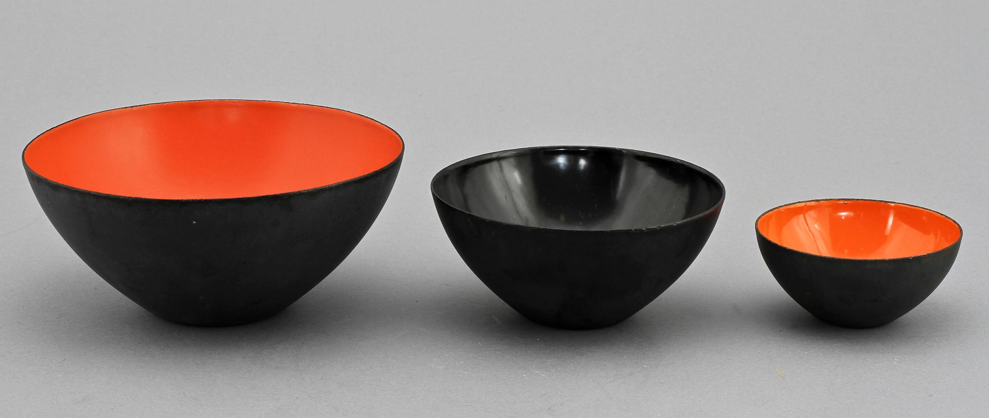 SKÅLAR, 3 st, "Krenit", Herbert Krenchel, Danmark, 1900-talets andra hälft.