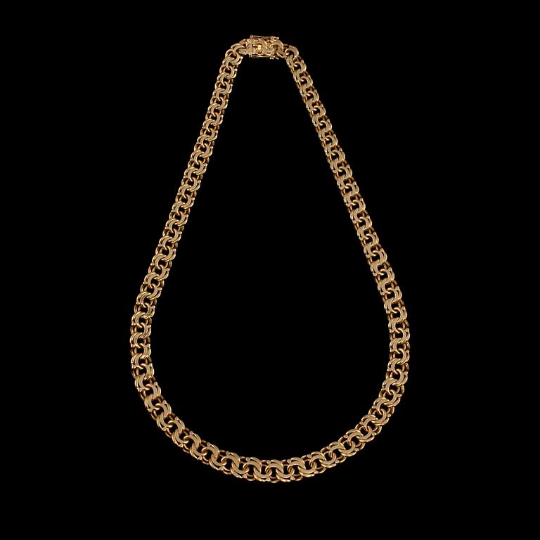 HALSKEDJA, 18k guld, Ahrenbecks Juvelsmide, Kungsbacka, 1999. Vikt 80 g.